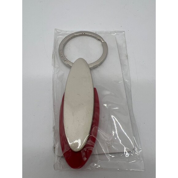 Sleek York Metal Keychain White Red Accent Professional Accessory - Picture 1 of 3